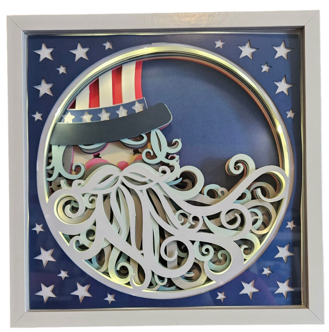 Lighred July 4th Uncle Sam Shadow Box