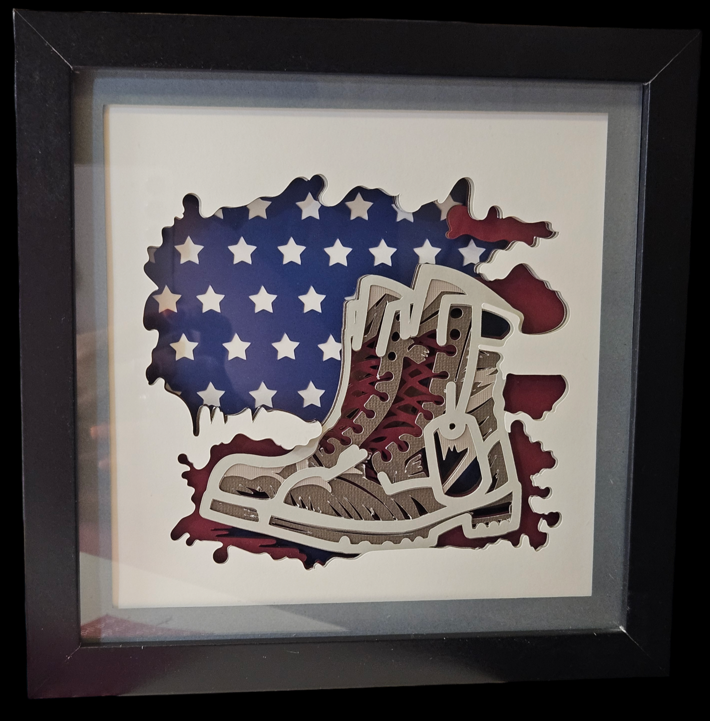 Military Boots and american Flag