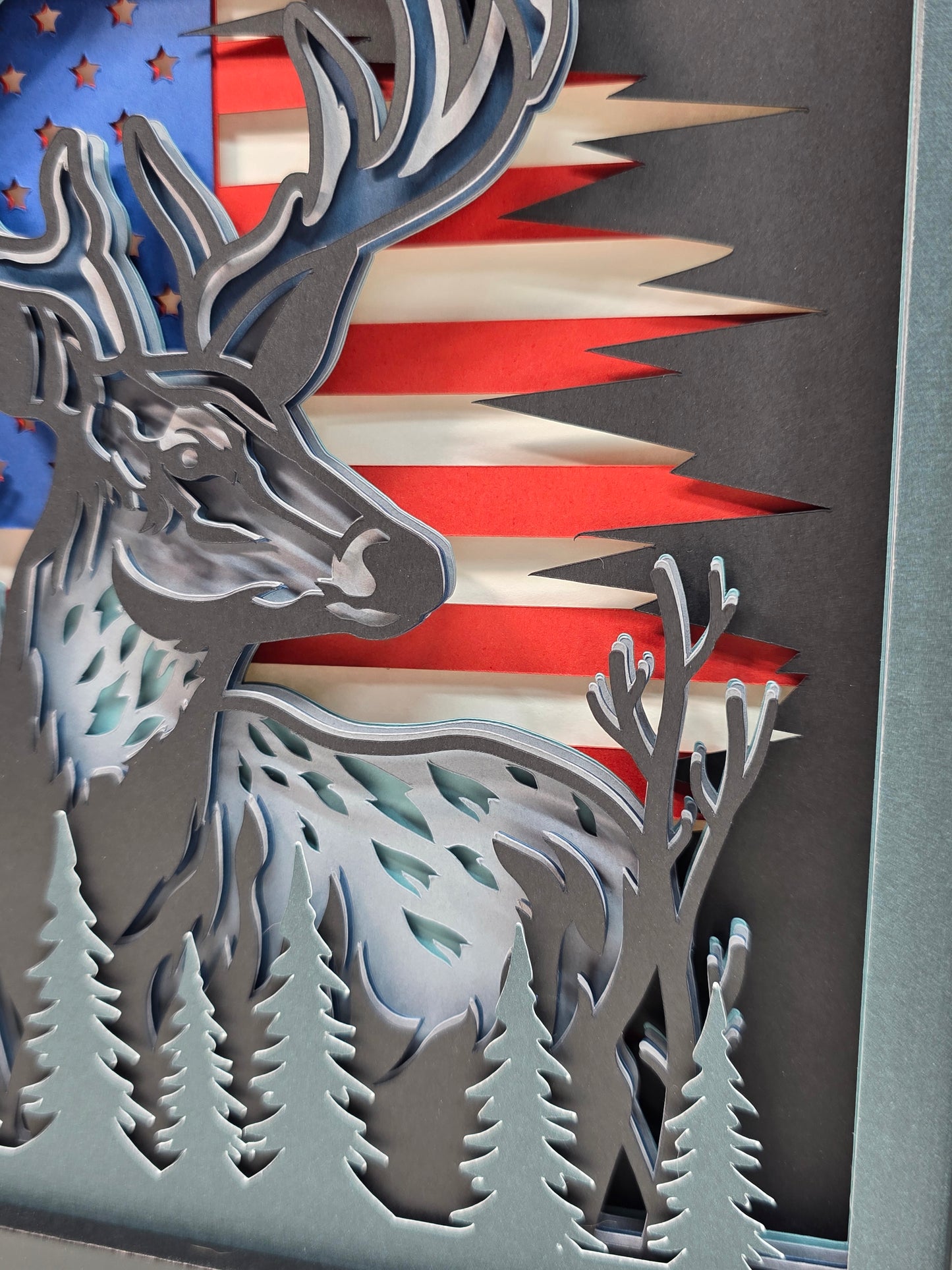 Deer with American flag