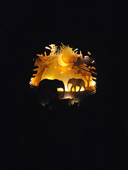 Elephant/Safari Lighted Shadow Box