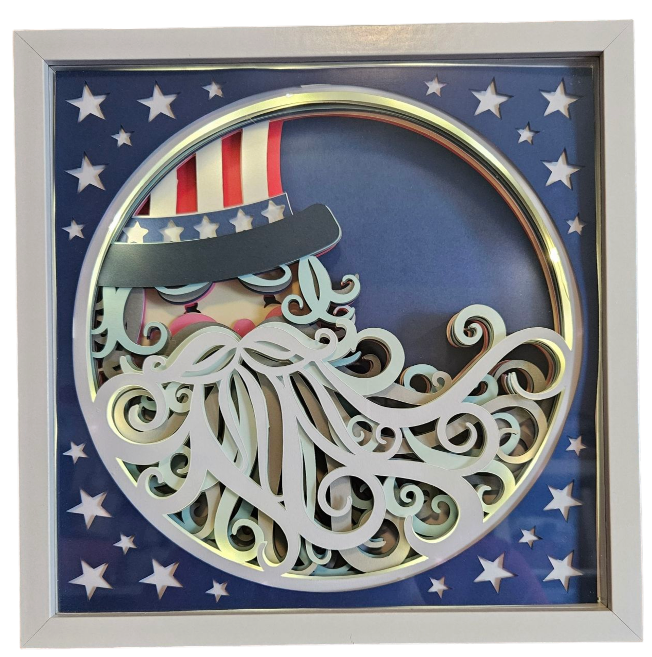 July 4th Uncle Sam Lighted Shadow Box