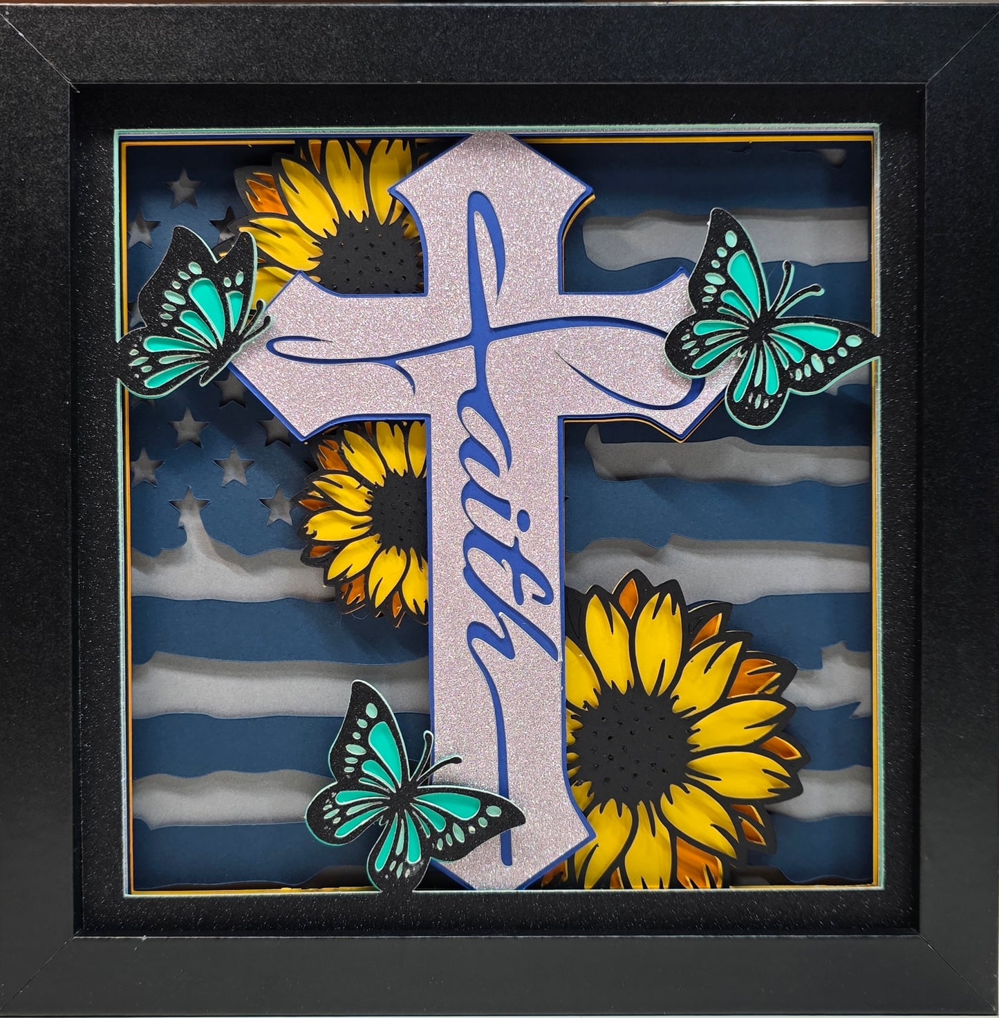 Faith Cross with American Flag