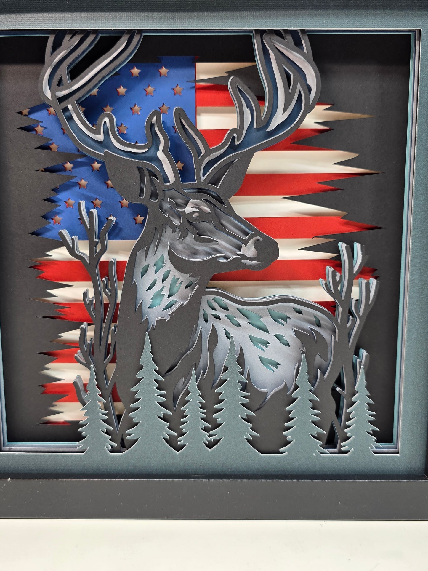 Deer with American flag
