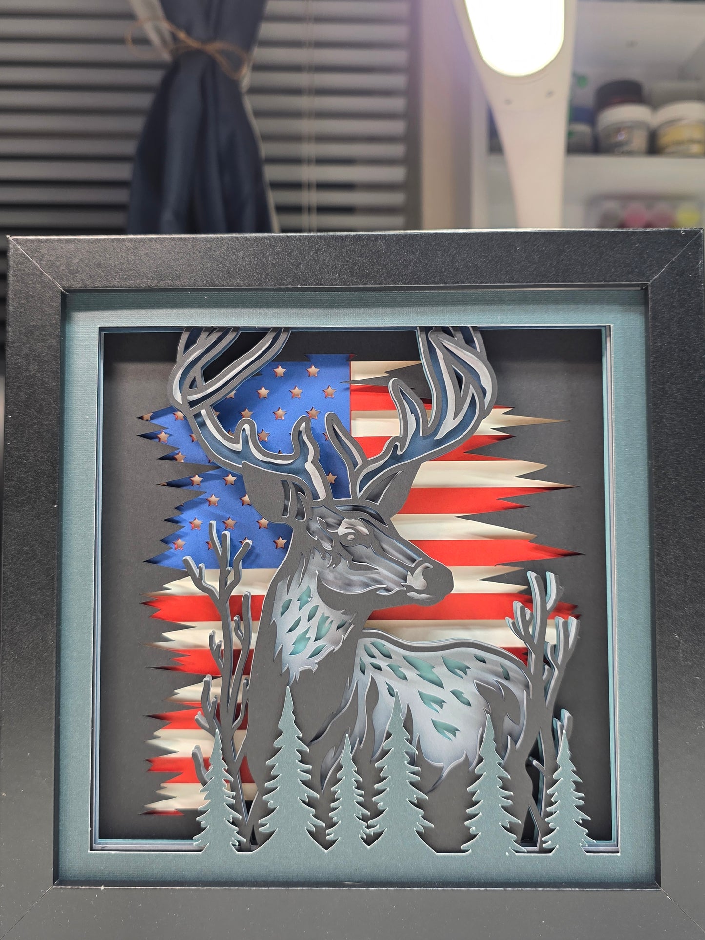 Deer with American flag
